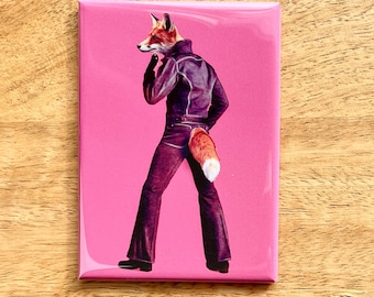 Fox in Clothes funny animal rectangle magnet