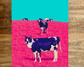 Cat Cow Art Print, Funny Irreverent Humor