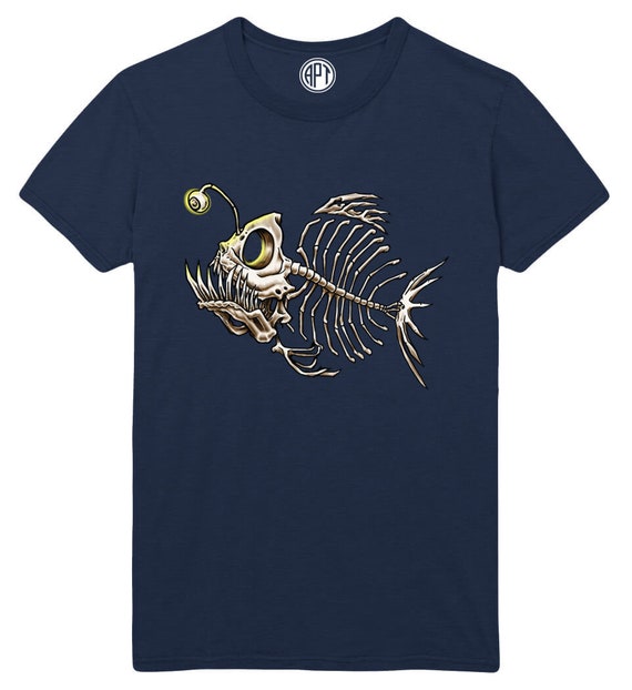 Fish Skeleton Bones Printed Tee Shirt in Regular and Big & Tall Sizes Small  to 7XL and 5XLT 