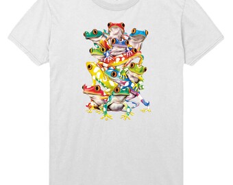 Solartrans Color Changing Stacked Frogs Printed T-Shirt Youth Sizes