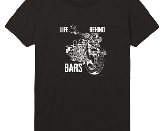 Life Behind Bars Motorcycle Unisex Tee Shirt in Regular and Big & Tall Sizes