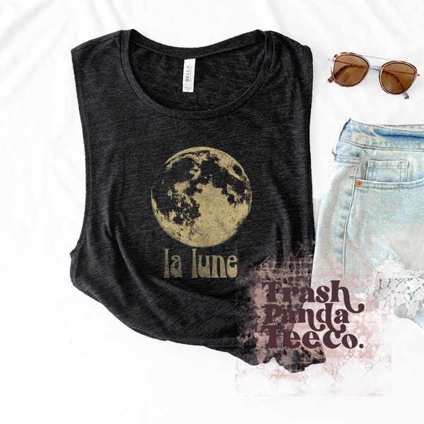 women’s muscle tank - the moon - boho summer tank - muscle tanks for women - sleeveless T-shirt - eclectic vintage style women’s clothes