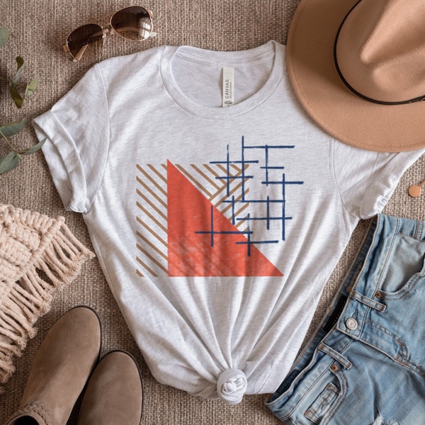 Women’s graphic tees - Abstract geometric women’s T-shirt - geometric shapes - modern minimalist clothes - women’s spring clothing - artsy