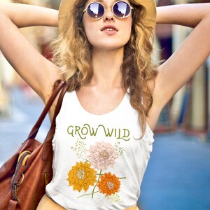 Grow Wild floral retro design women’s tank