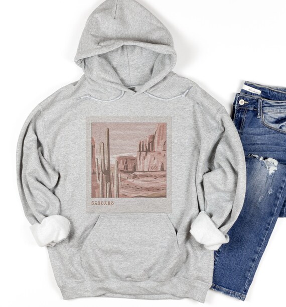 Unique women’s hoodies - desert photo - spring summer hoodies for women -  cactus boho desert landscape vintage style outdoors hoodies - cool