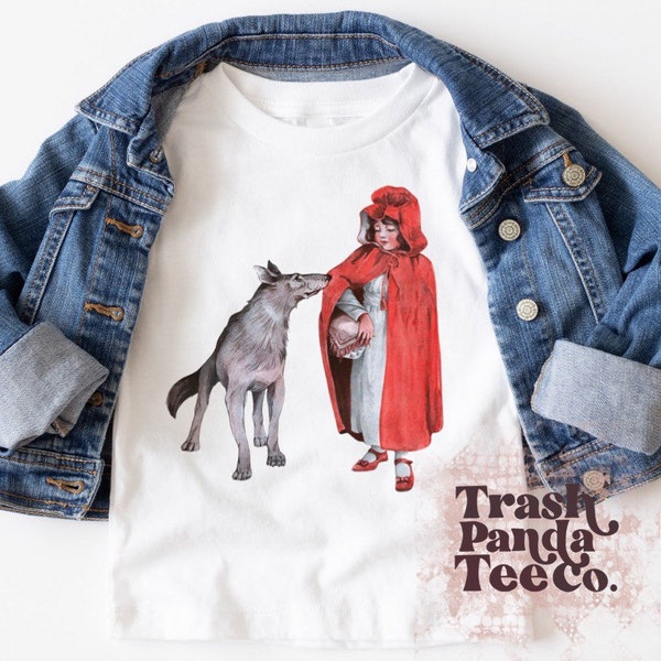 Baby and toddler little red riding hood vintage style T-shirt - adorable vintage LRRH T-shirt, flutter sleeves or raglan tee