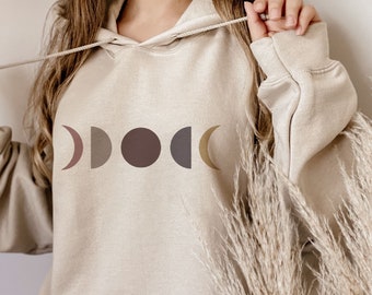 Moon phases boho celestial aesthetic women’s hoodie