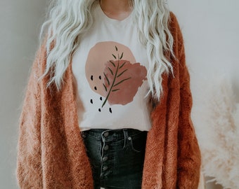 Abstract shapes boho-scandi terracotta rust women’s tee