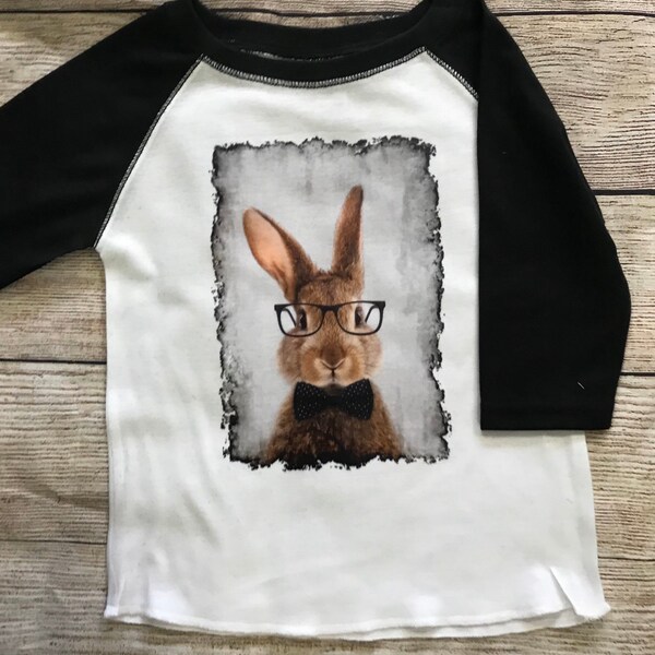 Hipster Easter bunny rabbit baby and toddler spring raglan