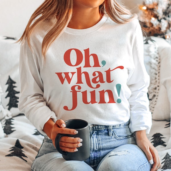 Oh, what fun! Retro style vintage aesthetic boho-scandi Scandinavian style Christmas holidays T-shirt, raglan or sweatshirt