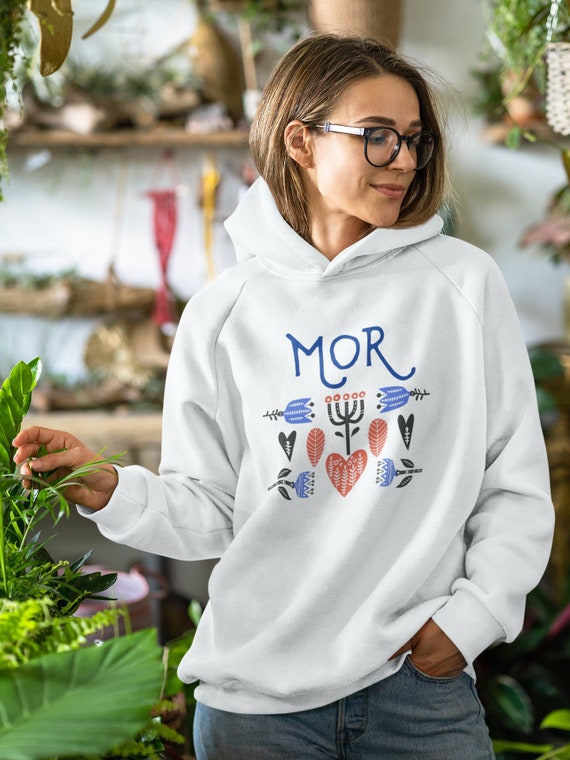 Womens Hoodies Scandi Hoodie Mor Swedish Mom Hoodie Gift for Swedish Mom Folk Art Flowers Scandinavian Mothers Day Hoodie Folk Etsy UK