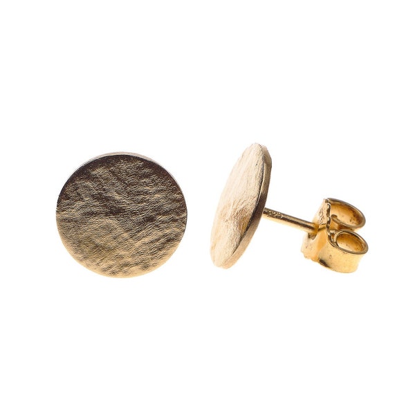 Plate ear studs silver gold plated 10 mm