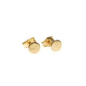Plate ear studs silver gold-plated 6 mm