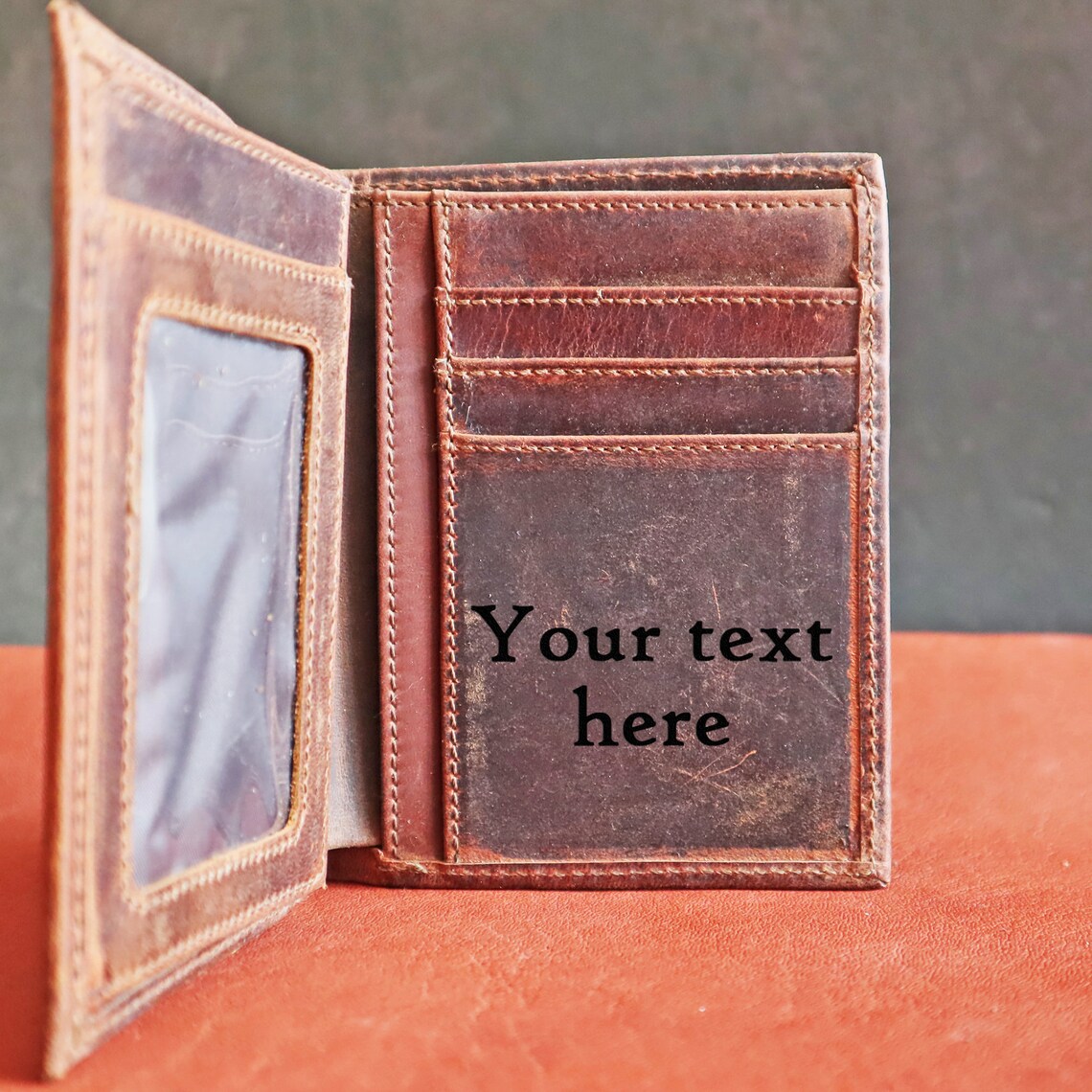 Laser engraved wallet Mens leather wallet personalized gift Etsy