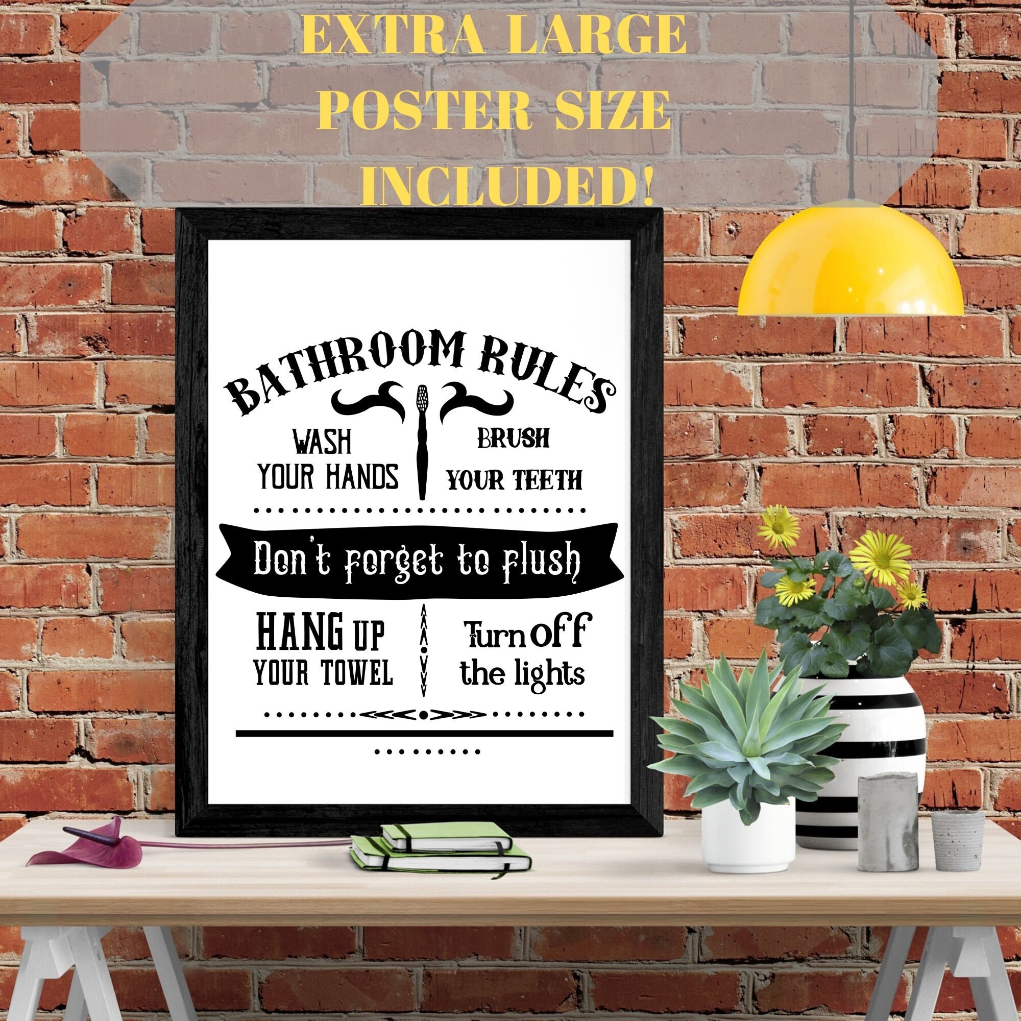 Funny PRINTABLE Bathroom Signs Bathroom Rules Art Prints | Etsy