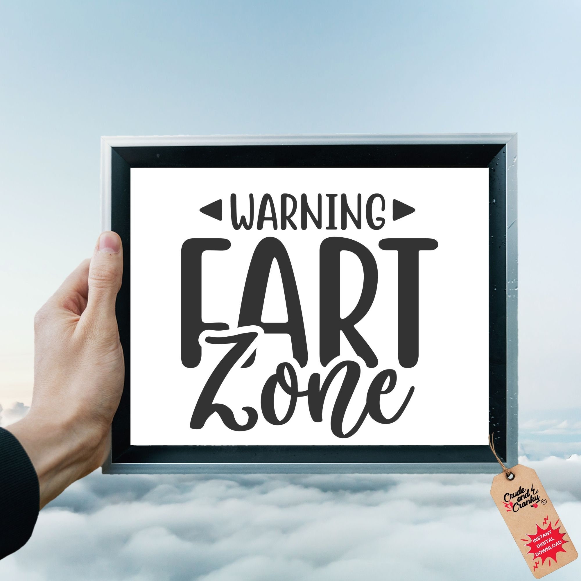 Funny Printable Bathroom Signs Warning Fart Zone Art Etsy