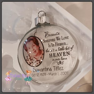Photo Memory Remembrance Memorial Holiday Christmas Personalized Loved One Floating Ornament English and Spanish Translations Available