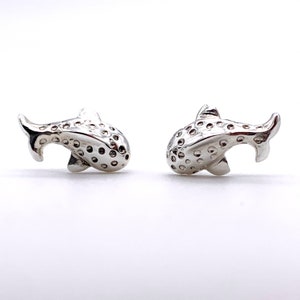 Silver Shark Earrings, 925 Sterling Silver Whale Shark Stud Earrings, Stud Style Whaleshark Earrings