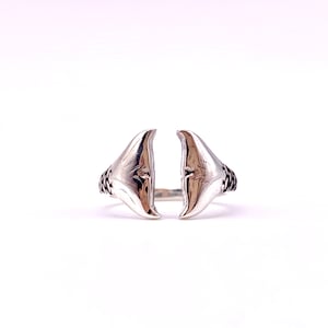 Mermaid Tail Ring, Solid 925 Sterling Silver, Oxidized Sterling Silver