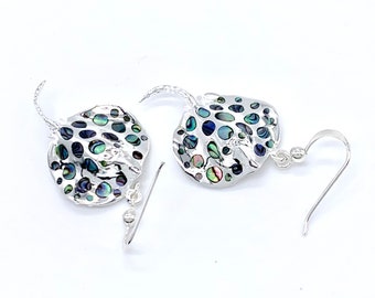 Spotted Stingray Earrings 925 Silver with Abalone Shell or Dark MOP Shell