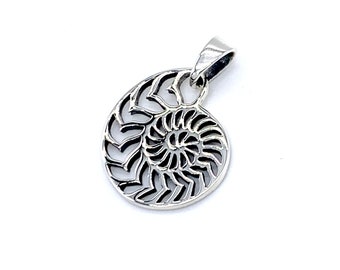 Silver Shell Pendant, Silver Minimalist Pendant, Nautilus Shell Pendant, Silver Fossil Pendant comes with a FREE chain
