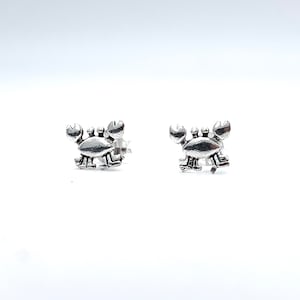 Silver Crab Earrings, 925 Sterling Silver Stud Style Crab Earrings with Push Back Style Closure