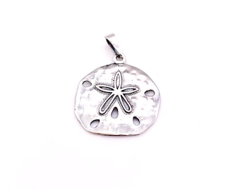 Silver Sand Dollar Necklace, Silver Shell Pendant comes with a FREE chain