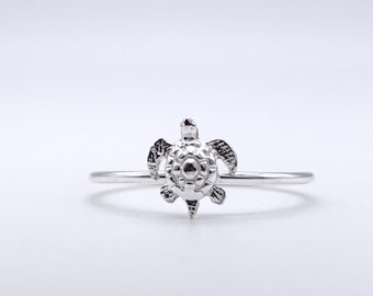 925 Silver Turtle Ring, Cute and Petite Turtle and Band