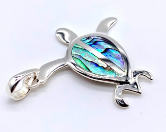 Silver Turtle, Silver Turtle Necklace with Abalone Shell, comes with a FREE chain