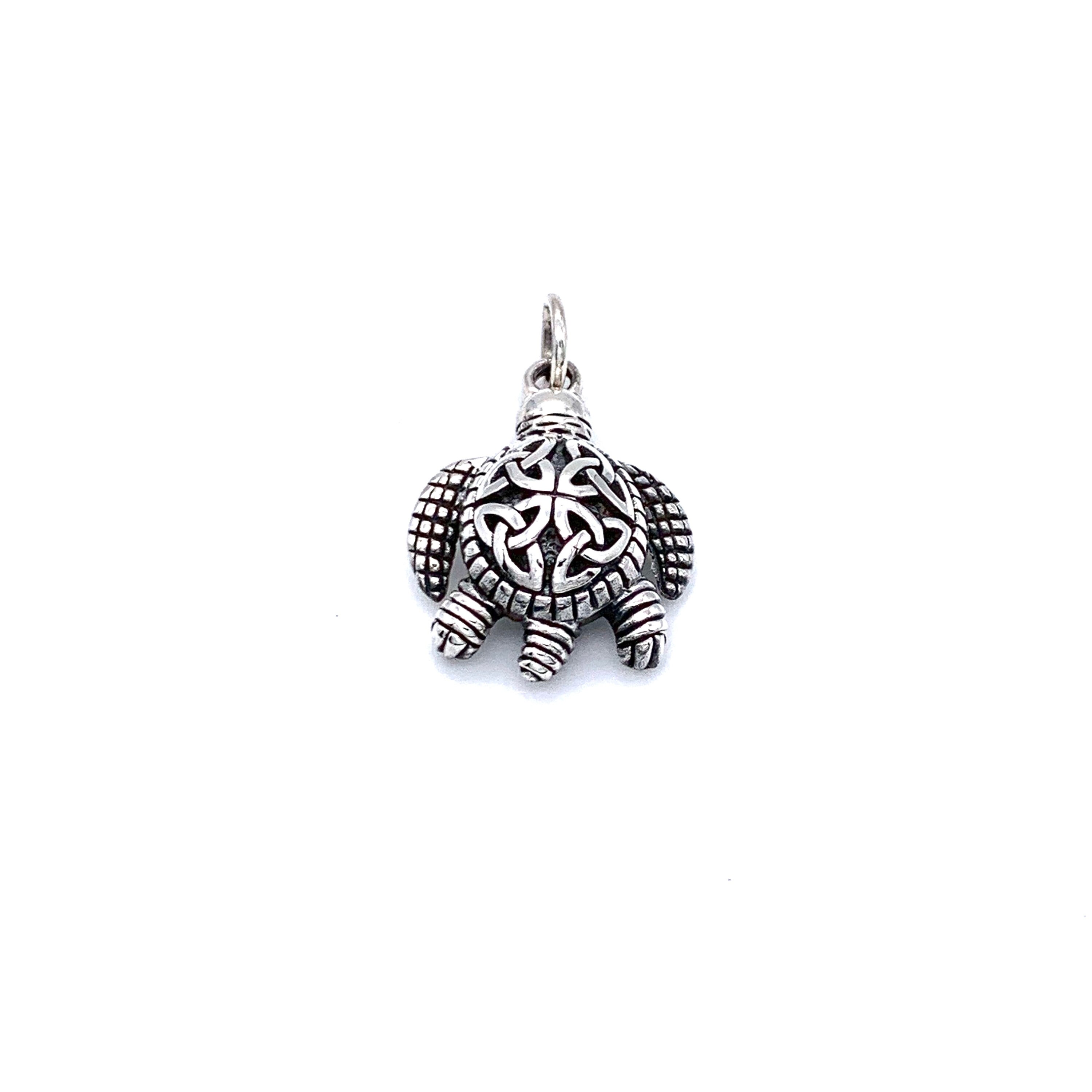 Silver Turtle Pendant Celtic Turtle Pendant Oxidized 925 - Etsy