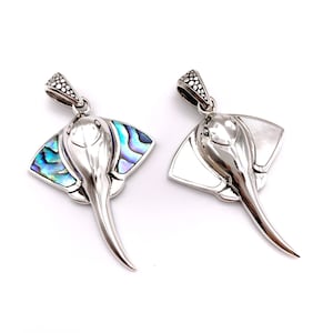 925 Silver Stingray with Abalone Shell or MOP Shell Wings, comes with a FREE chain