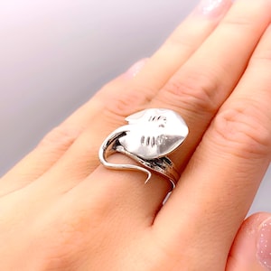 925 Sterling Silver 3D Stingray Ring