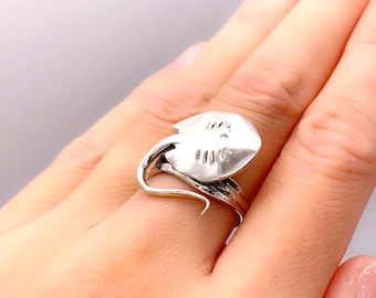 925 Sterling Silver 3D Stingray Ring