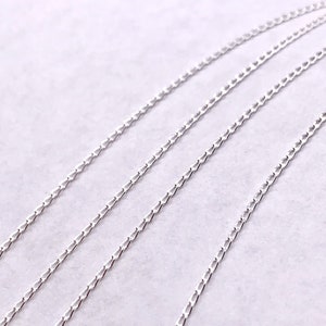 Cadena de acera italiana de plata pequeña, cadena de plata sólida 925