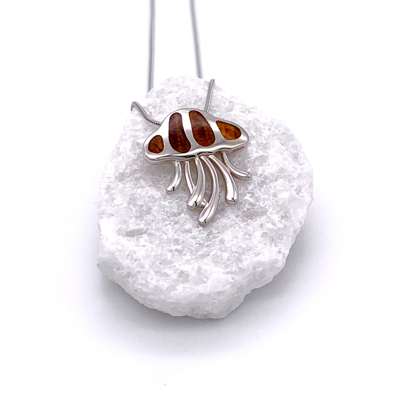 Silver Jellyfish Necklace 925 Sterling Silver Jellyfish Etsy