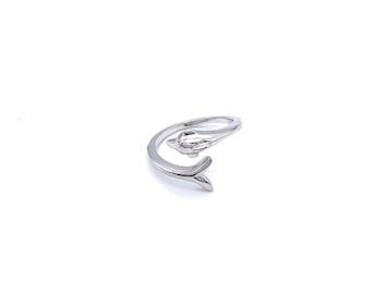 Silver Dolphin Ring, Sterling Silver Dolphin Wrap Around Ring, Dolphin Tail Ring