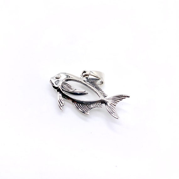 Silver Fish Pendant, Silver Jack Fish, Silver Fishing Pendant Comes With a  FREE Chain 
