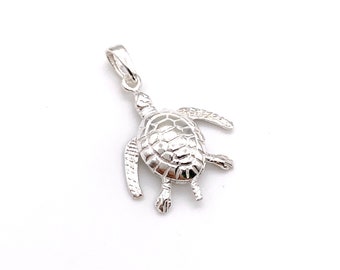Colgante de tortuga marina de plata de ley, sello de plata 925 (15 x 22 mm)