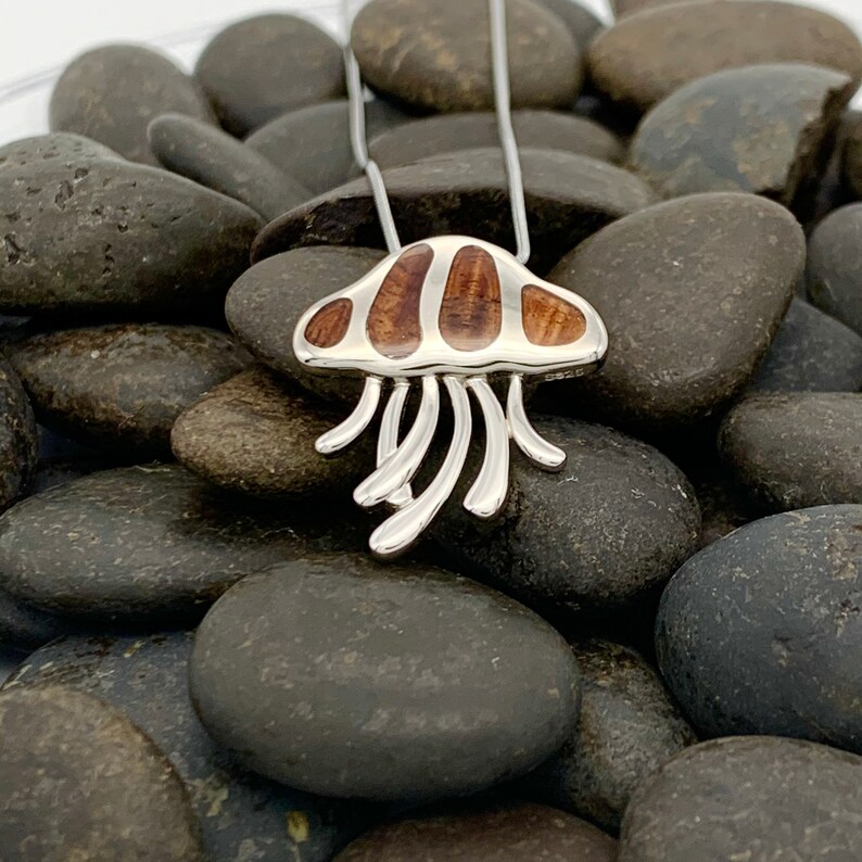 Silver Jellyfish Necklace 925 Sterling Silver Jellyfish Etsy