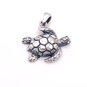 Silver Turtle Pendant, Silver Sea Turtle Necklace comes with a FREE chain