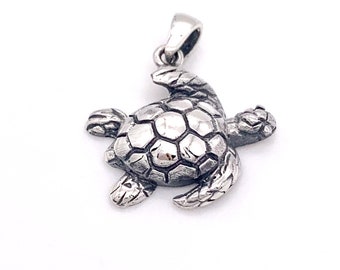Silver Turtle Pendant, Silver Sea Turtle Necklace comes with a FREE chain