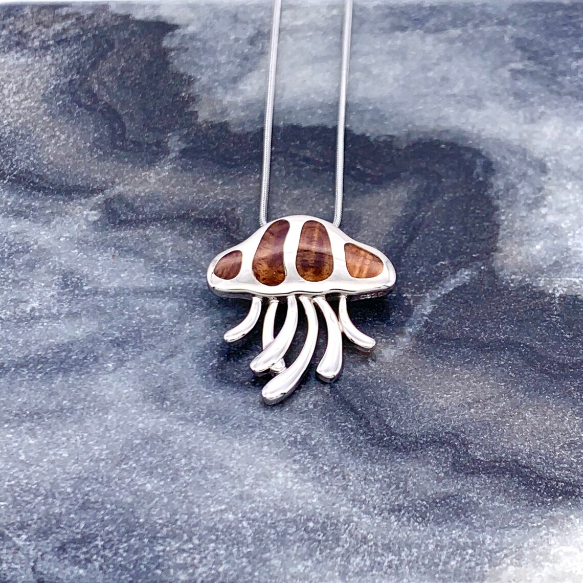 Silver Jellyfish Necklace 925 Sterling Silver Jellyfish Etsy