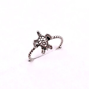 Silver Turtle Ring, Oxidized Sterling Silver Sea Turtle Ring