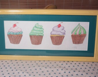 Drawings of Cupcakes for a whimsical delicious decor.