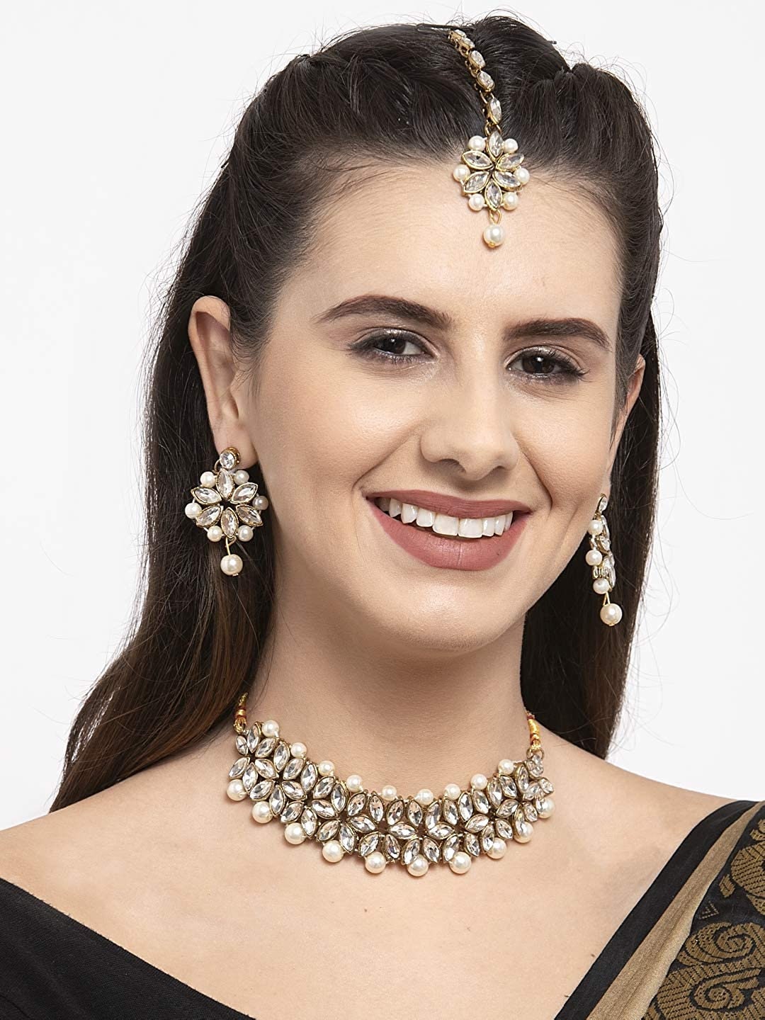 Handmade Indian Jewellery Bollywood Wedding Bridal Pearl Stone Traditional  Ethnic Gold Tone Necklace Set Jewelry Choker Earrings Tikka P - Etsy UK