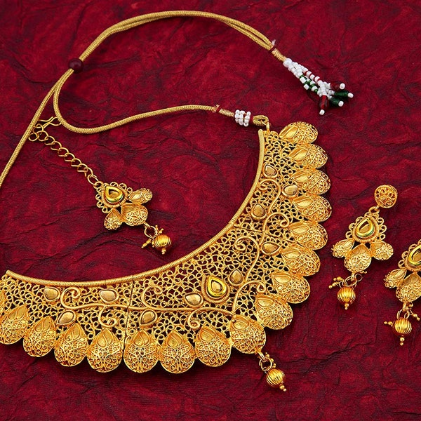 BOLLYWOOD TIGER TASSEL EARRINGS GOLD BRASS
