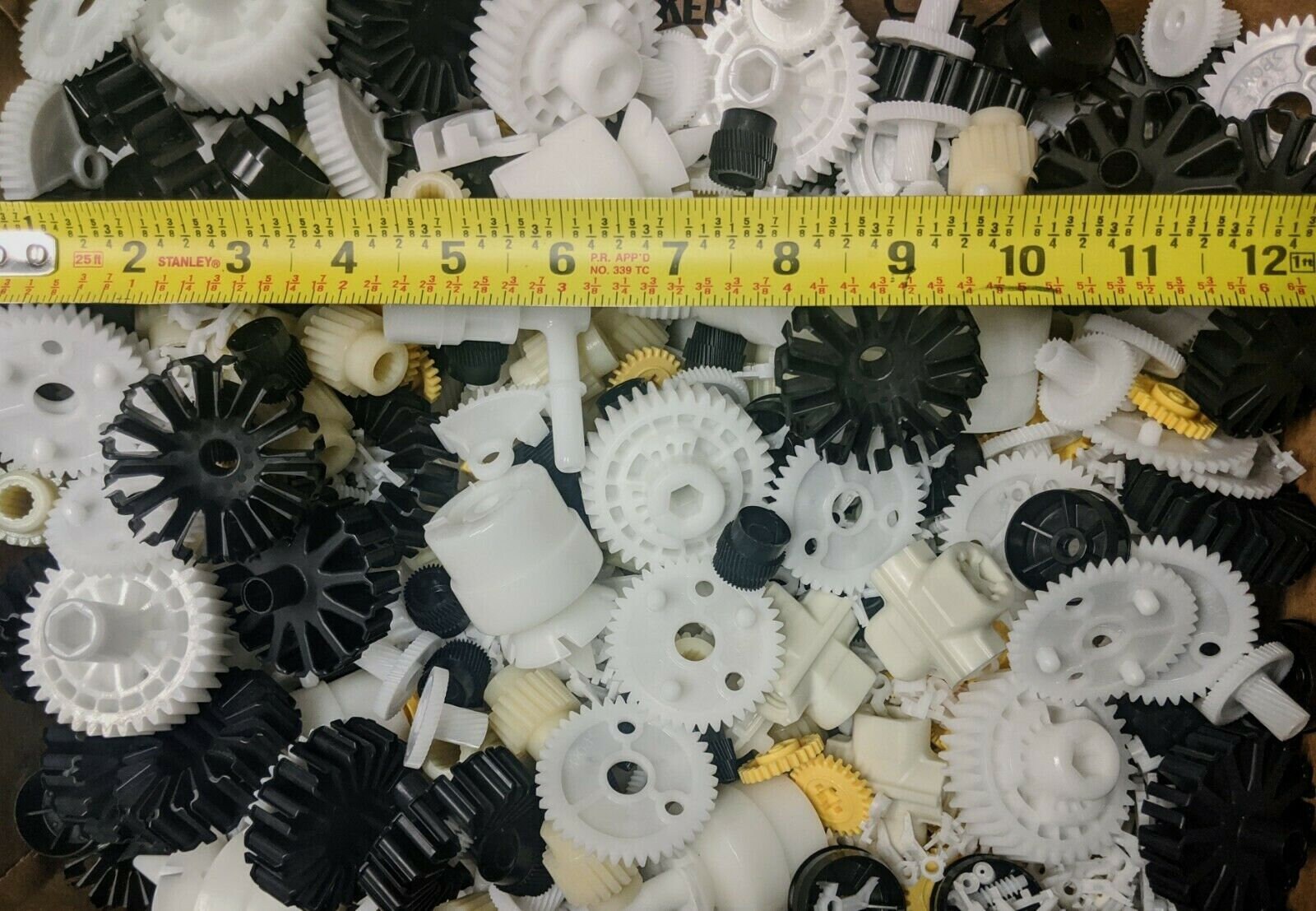 Lot of Plastic Gears, Cogs, Industrial Bits 1 Lb of Small Plastic Parts