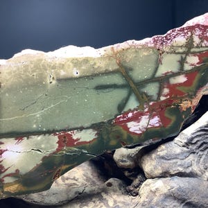 Heliotrope Jasper Freeform(#49) Unique Natural Stone for Healing, Decoration, and Collection