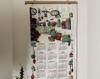 Vintage 1967 Calendar General Store Linen Tea Towel