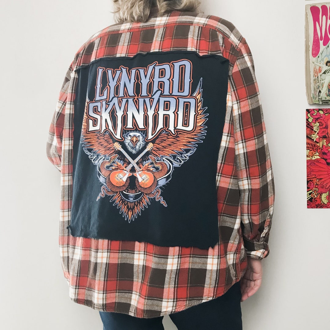 Reworked Lynrd Skynyrd Rock Flannel - Etsy